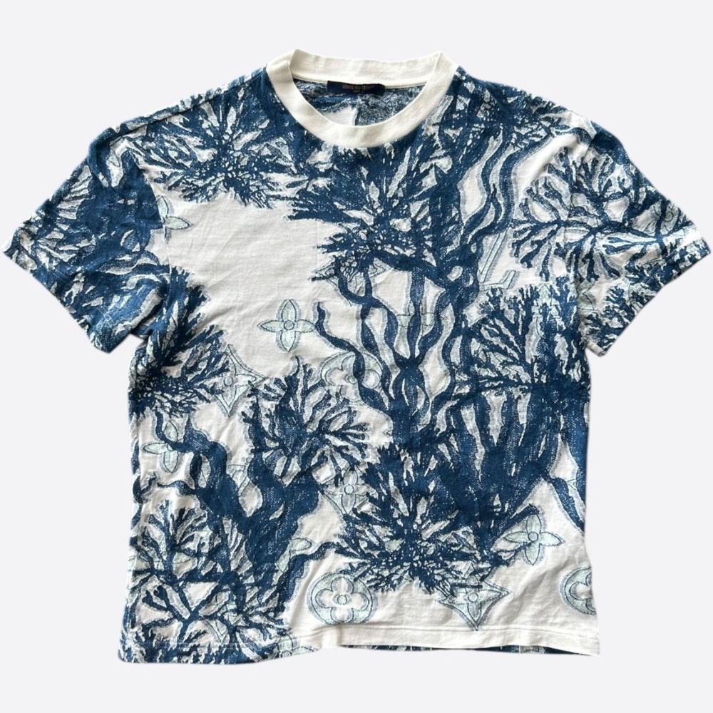 LOUIS VUITTON BLUE & WHITE AQUAGARDEN MONOGRAM T-SHIRT